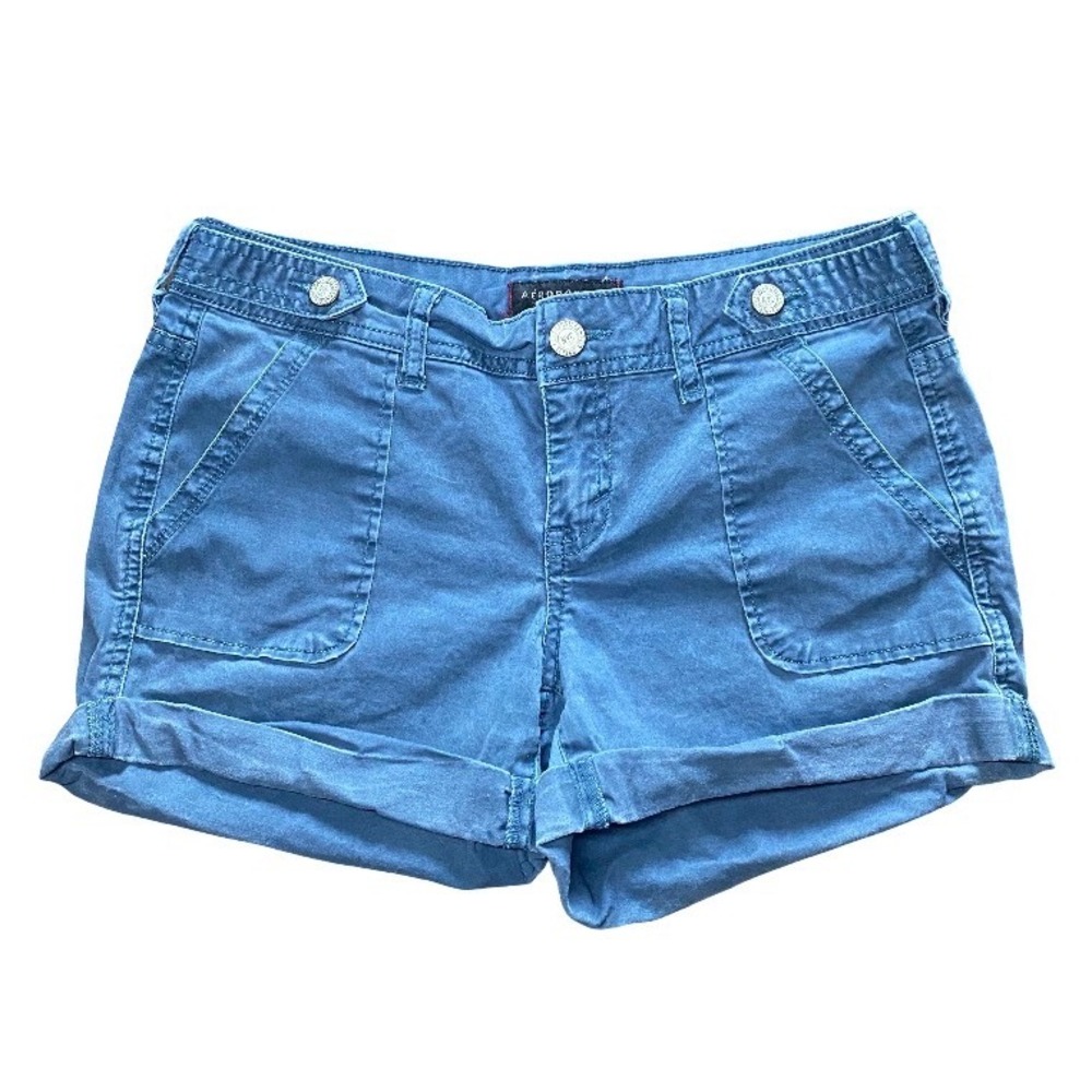 Aeropostale Blue Midi Twill Shorts - Y2K Indie Utility Low Rise Size 4